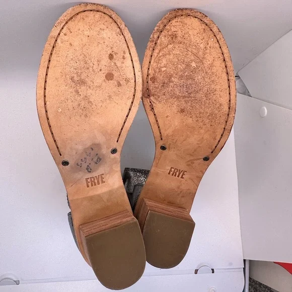 Frye Brielle Metallic Zip-Cuff High-Heel Sandals US size 9.5 excellent condition - Picture 10 of 16